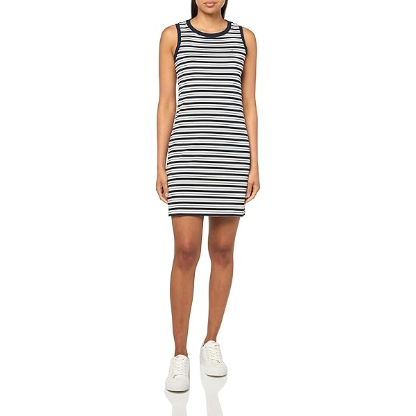 nautica women's breton stripes sleeveless v-neck stretch cotton polo dress Nautica Women's Breton Stripes Sleeveless V-Neck Stretch Cotton Polo Dress Women's Dress Navy : SM