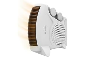 Cecotec Calefactor Eléctrico Bajo Consumo ReadyWarm 2000 Max Dual White. Termoventilador de 2000 W, Oscilación de 65º, 3 Modos, Termostato Regulable, Área de Cobertura 20 m2, Blanco