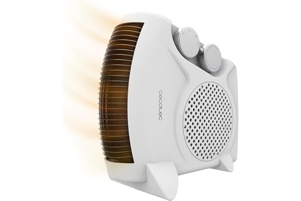 Cecotec Calefactor Eléctrico Bajo Consumo ReadyWarm 2000 Max Dual White. Termoventilador de 2000 W, Oscilación de 65º, 3 Modos, Termostato Regulable, Área de Cobertura 20 m2, Blanco