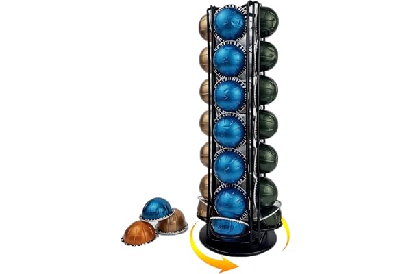 Wrobic Support De Capsules Nespresso Vertuo - Support Rotatif Pour Capsules Nespresso Vertuoline (28 Dosettes) - Noir