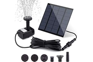 LAWOHO Solar Fountain Pump Kit with Separate Solar Panel, 1.5 W Upgraded Solar Water Pump with 3 M Long Cable & 4 Nozzles for Bird Bath, Outdoor Pond, Patio Garden and Fish Tank (Black)