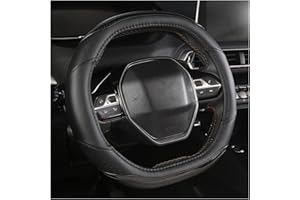 YLFC Cubierta de Volante para Peugeot 3008 4008 5008 Protector para Volante de Coche Fibra de Carbono + PU Accesorios de Cuero Interior Coche Cubre Volante Auto Funda Volante Cuero (Color : Black)