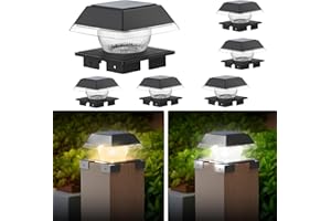 ‎GEYUEYA HOME GEYUEYA Home Pfostenkappen Solar 6er Set, Led Solarleuchten Für Aussen Für Standard Zaunpfosten 9x9 10x10 11x11 12x12 13x13 14x14, Warmweiß+Kaltweiß, IP65 Wasserdicht,Plattform,Garten Dekoration