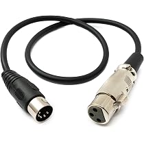 System-S Câble Audio 50 Cm XLR 3 Broches Femelle Vers DIN 5 Broches Mâle - Adaptateur Audio Noir De Qualité
