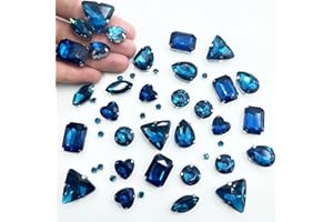 Yixinly 236 Pcs Diamantes de Imitación, Pedreria para Vestidos, Cristal de Decoración de Diamantes de Imitación de Cristal Cosido de Forma Mixta para Joyería Artesanía Ropa (Azul)