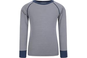 Mountain Warehouse Merino Kids Round Neck Thermal Baselayer Top – Long Sleeve, Lightweight, Antibacterial, Breathable & Quick Dry T-Shirt - Travelling & Outdoors