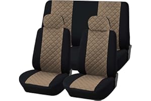 Auto Accessori Lupex - Coprisedili auto universali, colore beige nero, set fodere protezione sedili anteriori e posteriori, poliestere trapuntato, comfort interno, no suv