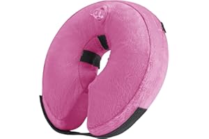 MI CASA Protective Inflatable Collar for Dogs and Cats, Washable Soft Pet Cone Recovery Collar with Adjustable Buckle for Dogs Cats Surgery Injuries Recovery (Pink, M 10''-15'')