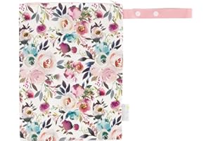 Itzy Ritzy Sealed Wet Bag with Adjustable Handle – Washable and Reusable Wet Bag with Water Resistant Lining Ideal for Swimwear, Diapers, Gym Clothes & Toiletries; Measures 11” x 14”, Blush Floral