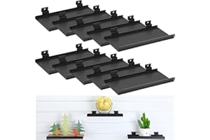 DoubleFill 10 Pcs 6 Pcs Slatwall Shelves, 10x4.3 Inch Metal Slat Wall Shelf Accessories, Heavy Duty Retail Display Panel for Home Shoe Stores Boutiques Storage and Organization (Black)