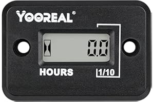 Yooreal Digital Contaore Inductive Hour Meter impermeabile IP68, funziona su vari di 2/4 tempi ZTR/Riding tosaerba Terra Trimmer UTV Brush Cutter Trattore ATV Barca fuoribordo Motorcycle.