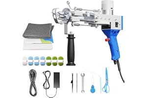 Helangel Tufting Gun Starter Kit, Pistola eléctrica para tufting Gun 7-21 mm con hilo y tufting Canvas and Beginners para Craft Carpet Clothes