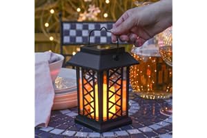 ‎FESTIVE LIGHTS Festive Lights Schwarze Solar Laterne mit LED Kerze und täuschend echt wirkenden Flacker-Effekt, IP44 Wasserdicht