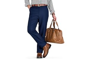 Pegasus Men's Fleece Lined Formal Trousers with Stretch Waist & Classic Straight Leg