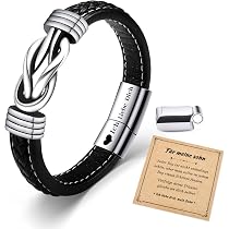 Bracciale Pelle 'To My Son' - Acciaio Inox, Chiusura Magnetica, 8-9 Pollici