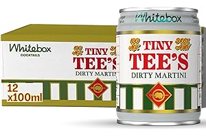 WHITEBOX COCKTAILS Single Serve Classic Tiny Tee's Dirty Martini — Case of 12 Cocktail Can | Classic Full Strength Dirty Martini | Pre-mixed Cocktails Ready To Drink 12x100ml