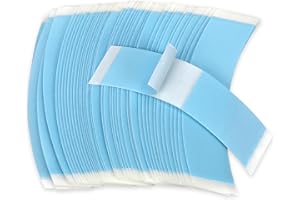 MOZEAT LENS 60 Stück Wig Glue Tape Doppelseitiges Klebeband für Perücken Wasserdichtes Ersatztapes Klebestreifen Toupet Klebeband Extra Stark Unsichtbar Perückenband (blau)