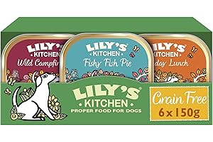Lily's Kitchen Natural Adult Dog Food Wet Trays - Complete Grain-Free Multipack - Chicken, Fish & Venison (6 Trays x 150g)