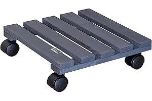 WAGNER DESIGN YOURSELF WAGNER Pflanzenroller NATURE 29 x 29 x 8 cm I Pflanzenroller für Innenbereich, Kiefer anthrazit I Blumenroller aus FSC®-Massivholz I Kübelroller aus Holz I Tragkraft 100 kg I Made in EU - 20015901