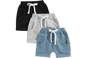 Himllauen Baby Jungen Shorts 3er-Pack Sommer Einfarbig Shorts 0-3 Jahre Kinder Kurze Hosen