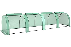 Outsunny Mini Serre de Jardin Mini Serre Tunnel Serre à tomates 4 x 1 x 0,8 m Acier PE Haute densité 140 g/m² Anti-UV 4 Portes avec Zip enroulables Vert