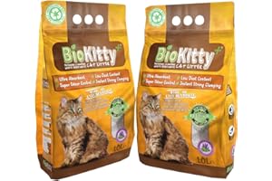 BioKitty 2 Pack of Clumping Cat Litter, Highly Absorbent Natural Mineral Bentonite Cat Sand Litter Lavender, Long Lasting Odour Control Cat Litter 2x10L (20L, LAVENDER)