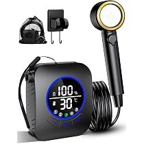 Campingdusche Set Mit Heizfunktion IPX8 - 8000mAh Akku-Wasserpumpe, Smart Display, Faltbarer Behälter & Duschkopf Mit Filter