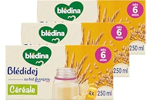 Blédina Blédidej - Céréales bébé Lactées Céréales - Dès 6 Mois - 12 briques de 250mL