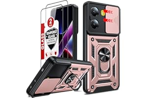 LeYi Etui do Poco X7 PRO 5G ze szkłem hartowanym [2 opakowanie], etui z ochroną aparatu [Slidable], odporny na wstrząsy pierścień wojskowy 360° uchwyt TPU zderzak odporny na wstrząsy futerał do Xiaomi
