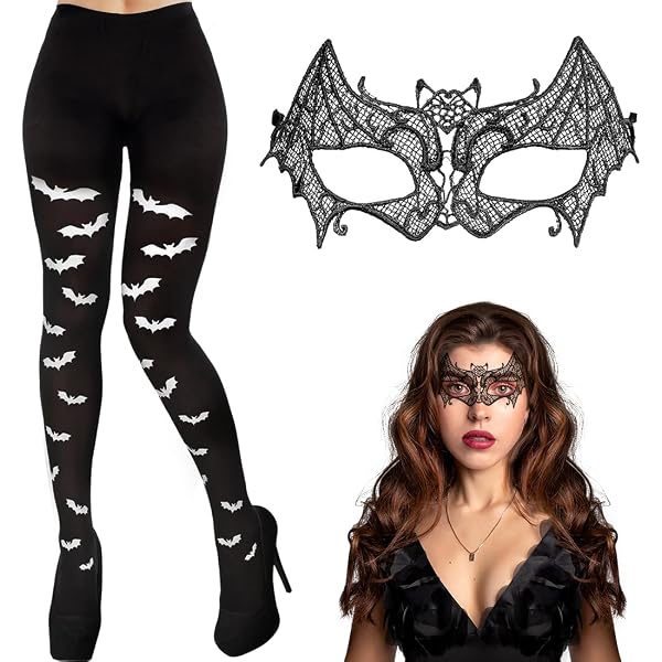 Fiore Fantasie-Strumpfhose - Schleier-Optik Mit Motiven (Totenkopf, Spinnennetz, Fledermaus) Für Halloween & Gothic