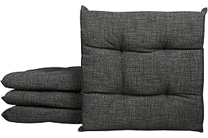 Il Gruppone Passione Casa Set 4/6 Cuscini Sedia con Lacci 4 Punti Cucina Imbottiti Spessore 6 Cm Prodotto Italiano 40 x 40 in Cotone Tinta Unita - Piombo - 4 Pezzi