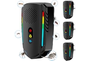 PESTOPULSE 2025 Upgrade Ultrasonic Pest Repeller, 4PCS Powerful Mouse Repellent Plug In Pest Control - Effective Against Mice, Rats, Mosquitoes, Spider, Moths Etc Insect And Pest BLACK