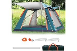 Gziztx Tente de camping pop-up pour 6 à 8 personnes avec 2 portes et 2 fenêtres, imperméable, coupe-vent, protection solaire, facile à installer, pour voyage, randonnée, plage, pêche (265 x 265 x 190