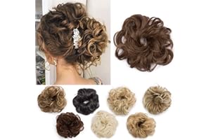 Silk-co Scrunchy Scrunchie Hair Bun Updo Ponytail Hairpiece Curly Messy Donut Chignons -Ash Brown[25g]