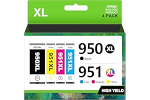 Glliter 950 XL 951XL Druckerpatronen für HP 951XL Multipack Kompatible für HP Officejet Pro 8600 Patronen für HP Officejet Pro 8620 8610 Patronen (Schwarz Cyan Magenta Gelb, ‎‎‎‎‎‎‎4er-Pack)