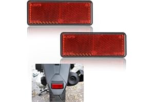 OUSSEE 2 Stück Universal Motorrad Reflektor hinten schmal Kennzeichenhalter mit Schrauben Rückstrahler Katzenauge Rot Seitenreflektoren Rechteckig rücklichte geprüft