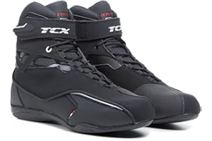 TCX Zeta Waterproof Moto Uomo, Sportive e Impermeabili, Scarpe Adatte ad Uso Urbano, Tomaia in Microfibra, Chiusura con Lacci e Velcro