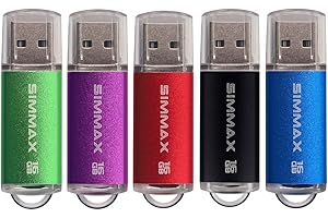 SIMMAX Memorias USB 5 Piezas 16GB USB 2.0 Stick Flash Drive Pendrives Almacenamiento Datos (16GB Verde Púrpura Rojo Negro Azul)