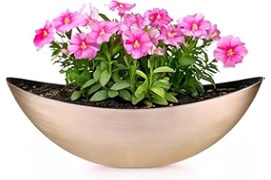 matches21 HOME & HOBBY Ovale Pflanzschale als große 39 cm Vintage Outdoor Deko-Schale Gold-Farben