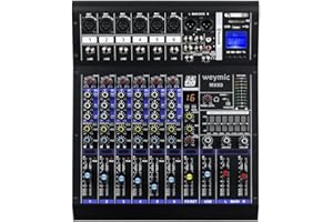 WEYMIC MX-60 profesjonalny mixer (6-kanały), efektor DSP do nagrywania DJ sceny karaoke, z napędem USB do wejścia nagrywania, wtyczka mikrofonu XLR, zasilacz 48V, wyjście RCA
