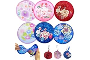 KOOKZ Runder Fächer Faltbare Handfächer, Fecher Sommer Pop-Up Handheld Faltfächer Chinesischer Japanischer Stil, Fächer Klein Hand Fächer Hochzeit für Wanddekoration Geschenke