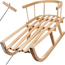 Hörner Rodel 120 cm con seggiolino per cintura colorato – Slitta in legno massiccio di faggio – Slittino Hörnerslee per 2 persone, coulisse e ferri in acciaio