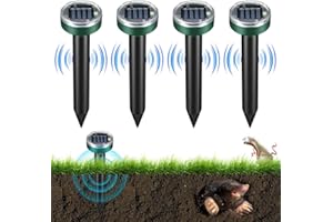 HONEYHOUSE Solar Mole Repellent Ultrasonic | 4 Pack Mole Remover for Pest Deterrent Repelling Mole, Gopher, Voles, Mouse, Snake, Rodent | Use for Lawn Garden Yards, IP66 Waterproof