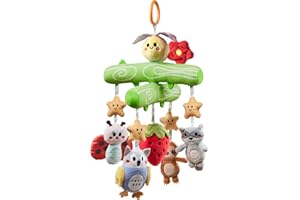 TUMAMA KIDS Juguetes para Bebé 0 3 6 Meses, Sonajeros bebe Peluches Abeja con Chirrido, Crujido, Juguete Sensorial Recien Nacido Regalo para Bebe Coche Cochecito Cuna Juguete Colgante