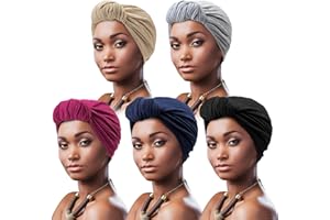 DRESHOW Afrikanischer Damen Turban Geflecht Kopfbedeckung Kopftücher Chemo Kappe Vorgebunden Beanie Mütze Kopfwickel Schlafmütze