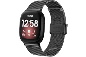 Songsier Fitbit Versa 3 Bracelet, Metal Bracelet Ajustable en Acier Inoxydable Watch Bracelet de Remplacement pour Fitbit Versa 4, Fitbit Sense 2, Fitbit Sense