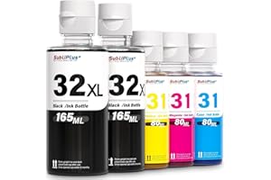 SUBLIPLUS+ 32XL Black Ink Bottle 31 Ink Bottle Set Replacement for HP 31 32XL Ink Refill Bottles Compatible for HP Smart Tank Printer 6001 7602 7301 5100 5101 5000 5102 757 7601 755 7601 6002 7302 Ink Refill