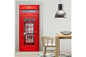 ‎STICKERPROFIS Stickerprofis Türtapete selbstklebend TürPoster - LONDON TELEFONZELLE - 3D Türaufkleber Türfolie