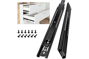 AOLISHENG Drawer Runners Cabinet Drawer Slides 400mm 45kg Load Capacity Heavy Duty Kitchen Draw Runners Full Extension Ball Bearing Draw Sliders Replacement Rails Side Mount, Black 1 Pair