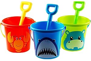 ZYZYZK BWG Set Of 3 Animal Buckets And Spades - Shark Lobster Hippo Characters